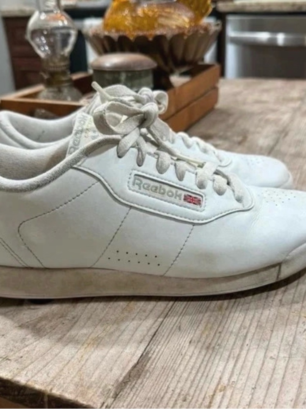Reebok Women’s White Leather Sneakers with Subtle Gray Accents
